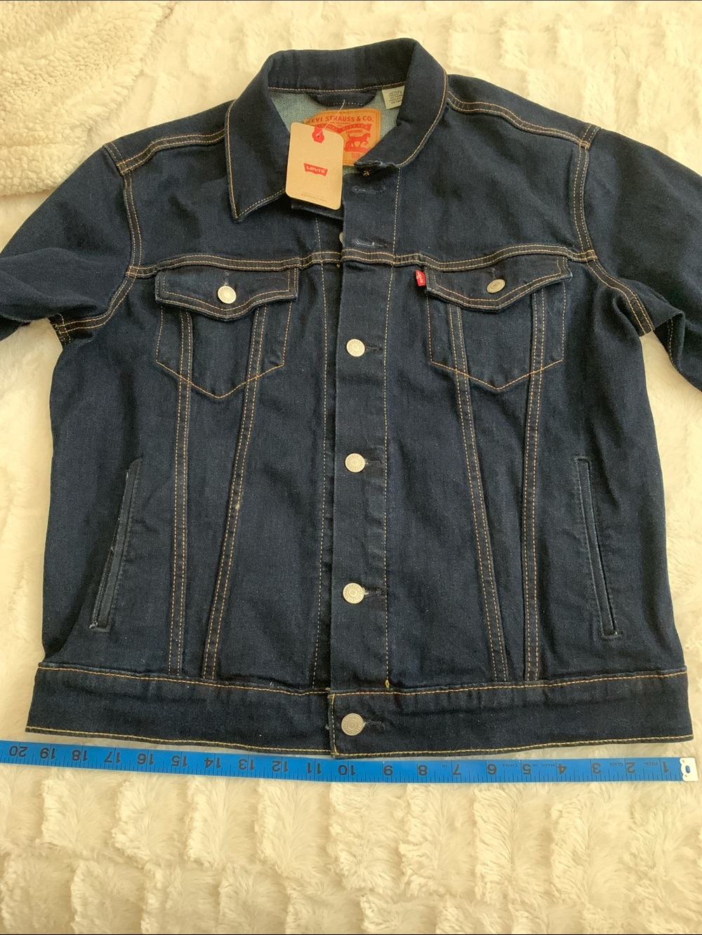 Levi's Men's Navy Blue Denim Jacket - Classic Trucker Style - Picture 10 of 10